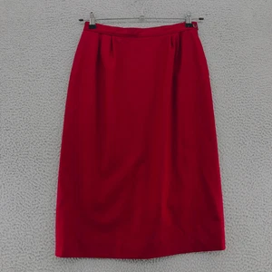 Pendleton Skirt Womens 10 Red Wool Pencil Midi Pockets Pleated Career Vintage - Picture 1 of 12