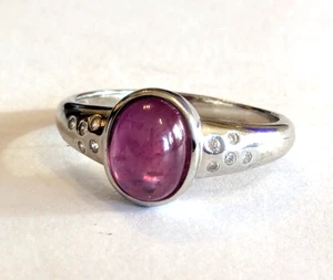 Shipton & Co sterling silver, synthetic ruby & white sapphire ring size R/S - Picture 1 of 6