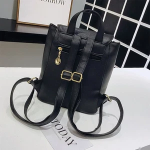 Black Backpack Female PU Backpack Street Bag School Bag Adolescent - Picture 1 of 18