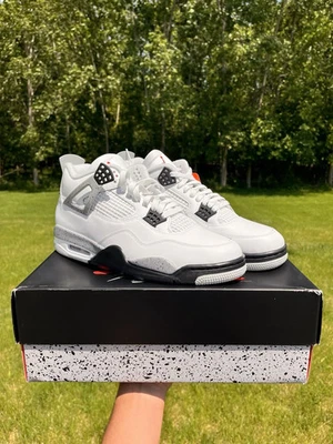 Nike-Air-Jordan 4 Retro Blanco Cemento (2025) FV5029-100 Para hombres y Tallas GS Nuevas.~ Foto 1 de 4