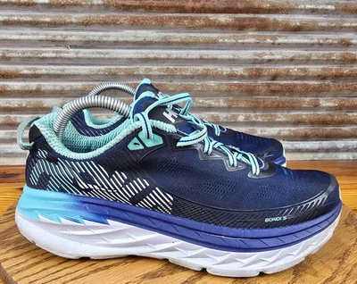 Hoka One One Bondi 5 Womens Size 9 Blue White Athletic Running Shoes Sneakers - Image 1 of 4