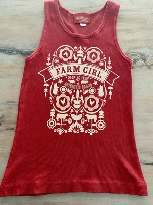 Camiseta sin mangas roja para mujer FARM GIRL SM ALGODÓN en letras blancas south country  Foto 1 de 4