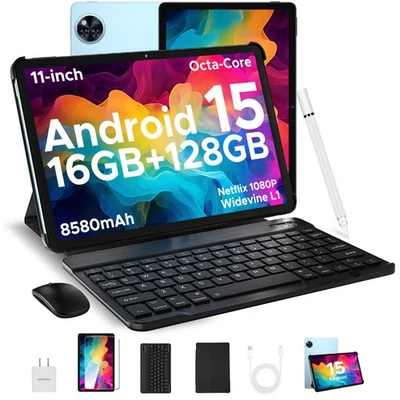 U11(2025) Android 15 Tablet with Keyboard,11 inch Android Tablet 16GB+128GB/2... - Image 1 of 4