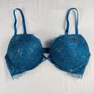 Victoria's Secret Push-up-BH türkis Spitze gefüttert goldene Akzente sexy 32C - Bild 1 von 7
