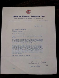 1964 NHL HOCKEY SIGNED LETTER FRANK J. SELKE MONTREAL CANADIENS FORUM AHL OHA - Picture 1 of 4