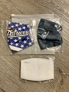 2x New England Patriots Face Masks Face Covering Adults Kids With Filters New! - Picture 1 of 7
