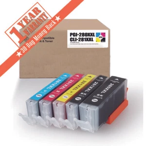 5 pack Ink Cartridge For Canon PGI-280XXL CLI-281XXL PIXMA TR7520 TS9120 TR8520 - Picture 1 of 6