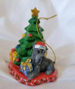 Danbury Mint Christmas Tree Ornament Schnauzer Dog 2014 Waiting For Santa New - Picture 1 of 12