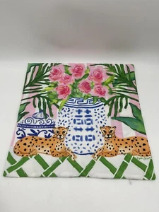 EUC 2 Katie Herman Pillow Covers Double Happiness Cheetahs Grandmillennial - Picture 1 of 8