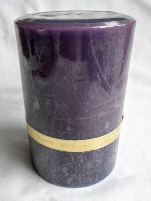NEW Fitz & Floyd Candle Pillar Purple Florentine Fruit Made USA 6x4 inch damage - Image 1 of 4