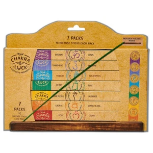 Chakra & Luck Incense From India, 7 Scents of 10 Sticks Each Pack With Holder - Picture 1 of 4