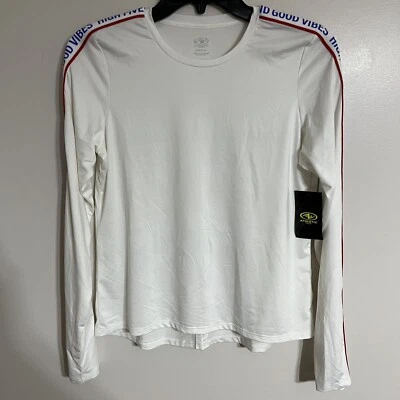 NWT Athletic Girls Good Vibes And High Fives On Sleeve Size XL 14/16 White - Image 1 of 4