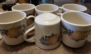Vintage Corning Ware Set Fruit Coffee Tea Cup Mug  Of 6 #Z23J-0014 - Picture 1 of 6