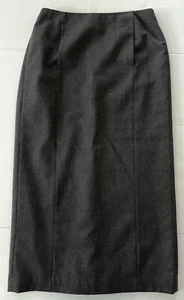 Vtg  Wool Maxi Skirt Womens 12 Charcoal Pencil Academia Career Luxury Zippers - Picture 1 of 10