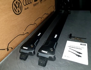 GENUINE THULE ROOF BARS WINGBAR EDGE 9585 RACK VOLVO V50 / V70 ESTATE AUDI A4 - Picture 1 of 22