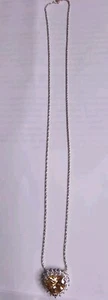 925 Sterlingsilber 18,5" Halskette mit gelbem & weißem Kristall Herz, Heiligenschein Anhänger - Bild 1 von 11