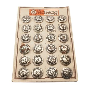 Card (24) Austrian antique Massag silver metal floral buttons 22mm - Picture 1 of 2