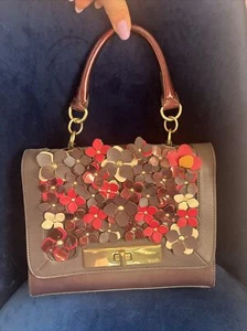 ALDO Brown Red Flowers Crossbody Bag - Picture 1 of 7