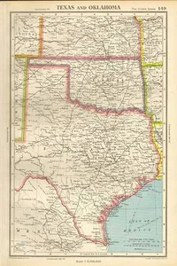 Antique Map 1947 Bartholomew Texas and Oklahoma USA - Picture 1 of 1