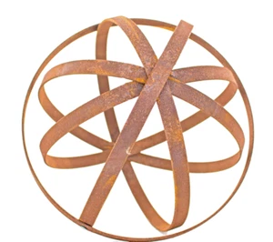 14'' Lawn Ornament Steel Garden Sphere Rusted Patina Finish Garden Sculpture - Picture 1 of 10