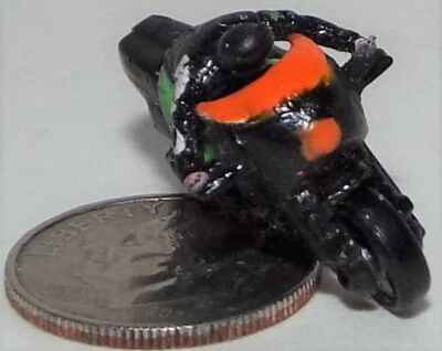 Very Small Micro Machine Ducati 1000 Motorcycle in Black with Rider - Image 1 of 4