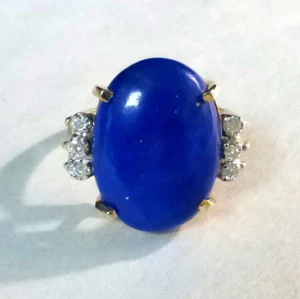 Anillo de colección cabujón y diamantes lapislázuli oro 10K de 22 mm 7,5 - 8 - Imagen 1 de 10