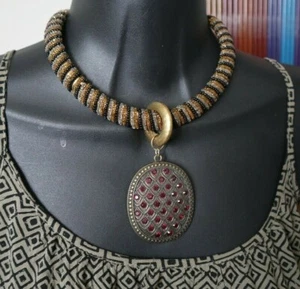artesano hecho a mano único declaración collar audaz piedra perla arcilla colgante joyería - Imagen 1 de 68