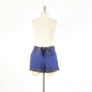Pantaloncini By Smith 2 blu e grigio lana tweed vita cravatta orlo a polsini elegante nuovi con etichette - Foto 1 di 6