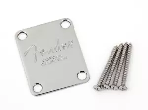 Placa de cuello genuina Fender BASS 4 PERNOS serie americana con logotipo y tornillos ~ Nueva - Imagen 1 de 1