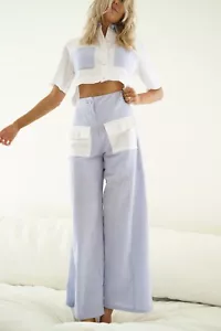 YLLW YELLOW The Label Pants Tana High Waist Recycled 100% Linen XL Wide Leg NWT - Picture 1 of 10