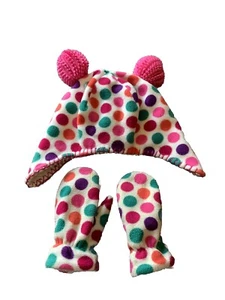 Baby GAP Youth Fleece Winter Hat Mittens Pink Purple EUC Size M/ L Medium Large - Picture 1 of 17