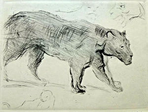 MAX SLEVOGT ETCHING STUDY FOR BLACK PANTHER 1917 - Picture 1 of 8