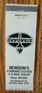 NEWSOM'S STANDARD GASOLINERA MATCHBOOK MATCHCOVER: NATCHEZ, MISSISSIPPI -E22 - Imagen 1 de 2