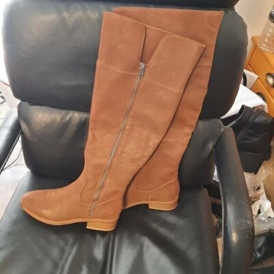 ¡NUEVO! Mia Carsyn Mujeres Sobre la Rodilla Tacón Bajo Ancho Pantorrilla Botas Marrón Talla 6.5 Foto 1 de 4