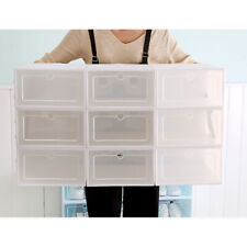 24 Pcs Folding Shoe Box Plastic Stack Shoe Storage Organizer Clear Drawer Boxes