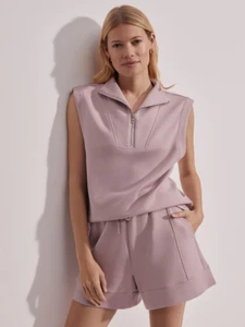 NWT Varley Ice Mauve Magnolia Half-Zip Sleeveless Tank Top, MEDIUM, $128 NEW! - Picture 1 of 24