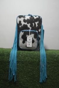 Elegant Floral Leather Tassel Backpack - Stylish Hair on Hide Backpack