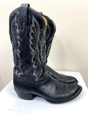 Botas de cuero negras de vaquero de colección Tony Lama para hombre 9.5B 8539 hombro encogido Foto 1 de 4