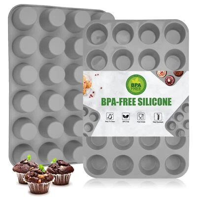 2 Stück Mini Muffinform Silikon für 24 MuffinsAntihaft Muffin Backform Siliko... - Bild 1 von 4