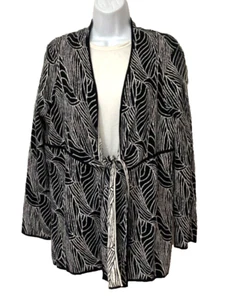 DANA BUCHMAN BLACK & WHITE  JERSEY KNIT JACKET, WOMEN'S L, NWT - Picture 1 of 5
