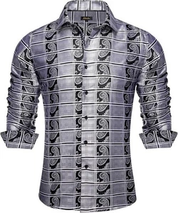 Neu DiBanGu langärmliges Button-Down-Hemd für Herren schwarz/grau Tasche schneller Versand - Bild 1 von 6