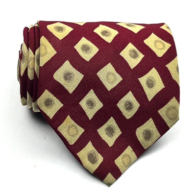 Corbata de seda geométrica beige borgoña hecha en Italia Boss Hugo Boss para hombre Foto 1 de 4