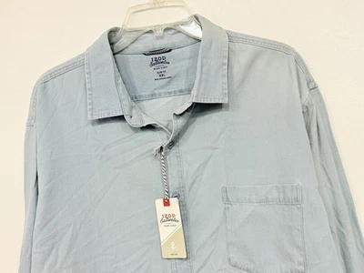 NEW IZOD Men's Chambray Shirt Size 2XL Slim Fit Saltwater Classics Light Blue - Image 1 of 4