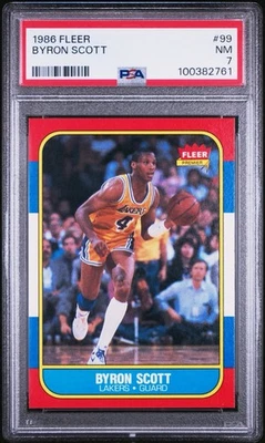 Fleer 1986-87 - Byron Scott #99 novato (RC) PSA 7 casi nuevo Los Angeles Lakers Foto 1 de 3