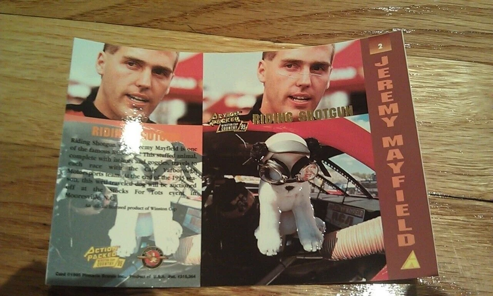 Jeremy Mayfield #2 Riding Shotgun NASCAR Driver 1995 Action Packed UNFOLDED - Image 1 of 1