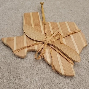 Bamboo Texas Cutting Board Charcuterie Cheese Tool Spreader Lone Star State Gift - Picture 1 of 10