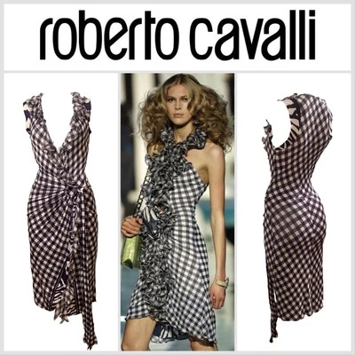 Vestido ROBERTO CAVALLI S/S 2006 Azul Marino Guinga DE COLECCIÓN RARO Talla 44 Foto 1 de 4