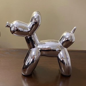 Silver Tone Metal 8" Balloon Dog Sculpture, Figurine, Art Object - Mirror Finish - Picture 1 of 22