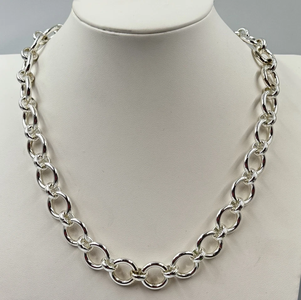 Tommy Hilfiger Stainless Steel Circle Link Toggle Necklace 19.5” - Image 1 of 4
