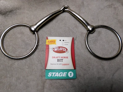New! Weaver Nickel Plated Loose Ring Draft Horse Snaffle Bit  7" with 3" Rings - Image 1 of 4